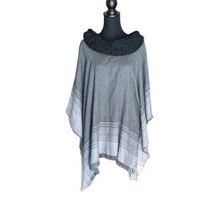 Accessory St. Silver Black And Gray Cowl Neck Poncho Women's one size